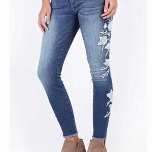 Kut From the Kloth Connie Skinny Embroidered Jeans - Size 0